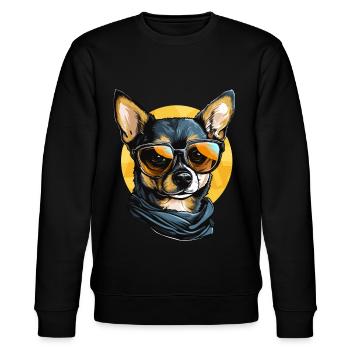 Chihuahua Chiwawa Dog Breed Pet with Sunglasses - Stanley/Stella Unisex Bio-Sweatshirt CHANGER  - Schwarz - Vorne - Nik (191cm) & Marisol (170cm)