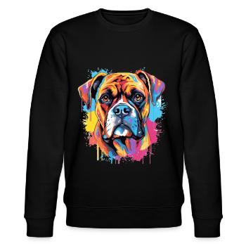 Boxer chien race animal de compagnie - Pop Art coloré - Sweat bio CHANGER Stanley/Stella Unisexe - noir - Devant - Nik (191cm) & Marisol (170cm)