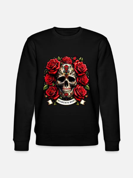 Memento Mori Udsmykkede kranium blomster tatovering stoisk - Stanley/Stella økologisk unisex-sweatshirt CHANGER  - sort