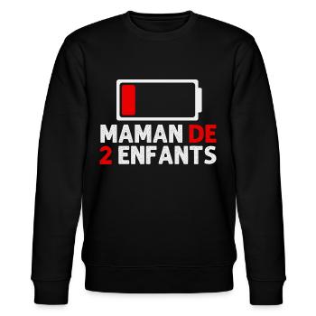 Maman de 2 enfants batterie faible humour cadeau - Sweat bio CHANGER Stanley/Stella Unisexe - noir - Devant - Nik (191cm) & Marisol (170cm)