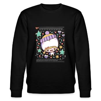 Festive penguin bubble head cutie - Stanley/Stella CHANGER Unisex Organic Sweatshirt - black - Front - Nik (191cm) & Marisol (170cm)