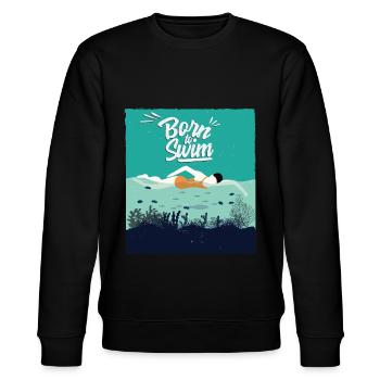 Geboren um zu Schwimmen Geschenkidee Geburtstag - Stanley/Stella Unisex Bio-Sweatshirt CHANGER  - Schwarz - Vorne - Nik (191cm) & Marisol (170cm)