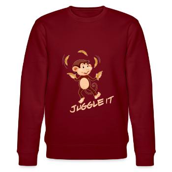 Affe - Stanley/Stella Unisex Bio-Sweatshirt CHANGER  - Burgunderrot - Vorne - Nik (191cm) & Marisol (170cm)