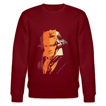 Beethoven Vintage - Sweat bio CHANGER Stanley/Stella Unisexe - bordeaux - Devant - Nik (191cm) & Marisol (170cm)