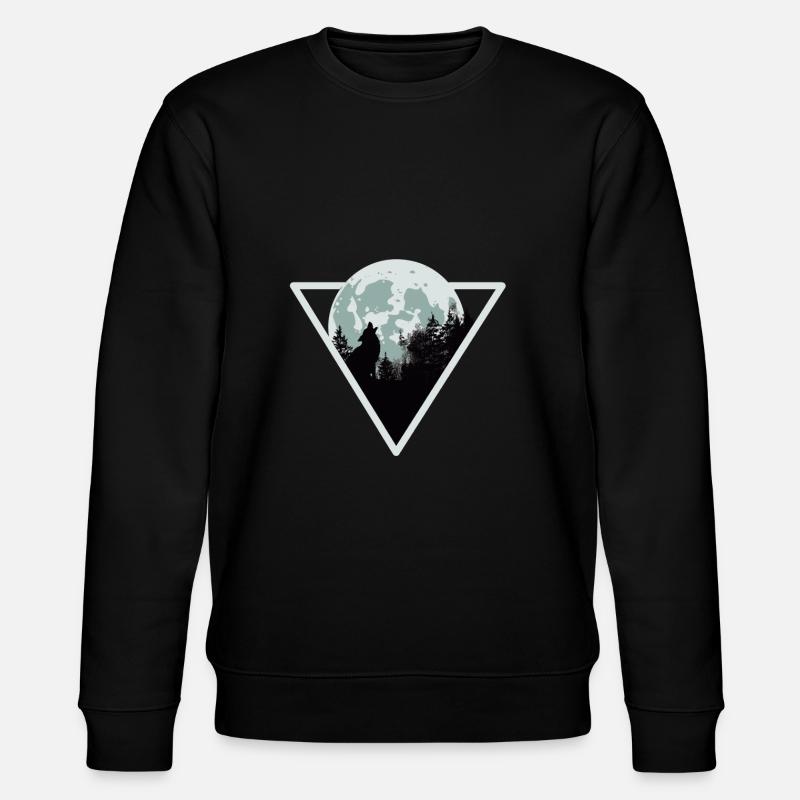 Wolf Mond Anheulen Geschenk - Stanley/Stella Unisex Bio-Sweatshirt CHANGER - Schwarz