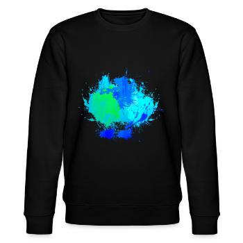 Blauer Farbfleck Hintergrund Deko - Stanley/Stella Unisex Bio-Sweatshirt CHANGER  - Schwarz - Vorne - Nik (191cm) & Marisol (170cm)