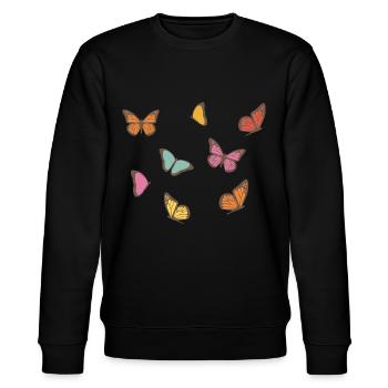 Schmetterling - Stanley/Stella Unisex Bio-Sweatshirt CHANGER  - Schwarz - Vorne - Nik (191cm) & Marisol (170cm)