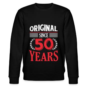 50. Geburtstag - Stanley/Stella Unisex Bio-Sweatshirt CHANGER  - Schwarz - Vorne - Nik (191cm) & Marisol (170cm)