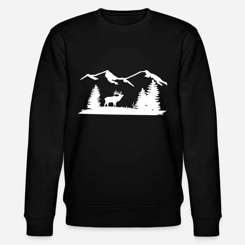 Hirsch Berge Landschaft - Stanley/Stella Unisex Bio-Sweatshirt CHANGER  - Schwarz