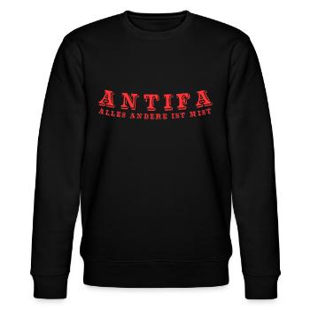 antifa - alles andere ist mist - Stanley/Stella Unisex Bio-Sweatshirt CHANGER  - Schwarz - Vorne - Nik (191cm) & Marisol (170cm)