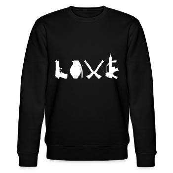 LOVE Banksy Waffen Typografie Street Art - Stanley/Stella Unisex Bio-Sweatshirt CHANGER  - Schwarz - Vorne - Nik (191cm) & Marisol (170cm)