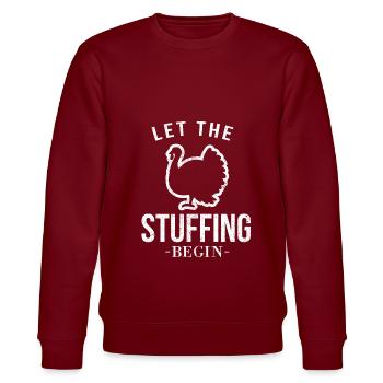 Thanksgiving - Stanley/Stella Unisex Bio-Sweatshirt CHANGER  - Burgunderrot - Vorne - Nik (191cm) & Marisol (170cm)