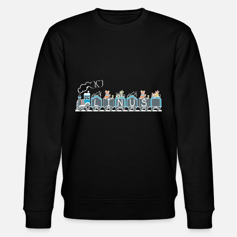 LINUS NAME TRAIN LOCO - Stanley/Stella CHANGER Unisex Organic Sweatshirt - black