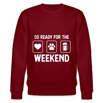 Si prêt pour le week-end - Bière - Patte de chien - - Sweat bio CHANGER Stanley/Stella Unisexe - bordeaux - Devant - Nik (191cm) & Marisol (170cm)