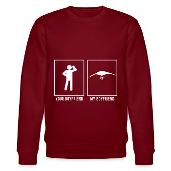 Dein Freund - Mein Freund - Segelfliegen Landung - Stanley/Stella Unisex Bio-Sweatshirt CHANGER  - Burgunderrot - Vorne - Nik (191cm) & Marisol (170cm)
