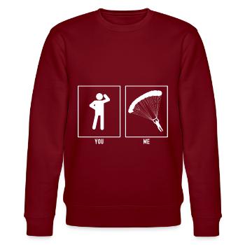 You - Me - Paragliding Leaning Left Vector - Stanley/Stella CHANGER Unisex Organic Sweatshirt - burgundy - Front - Nik (191cm) & Marisol (170cm)