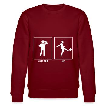 Dein Vater - Ich - Versuch Fußball zu kicken - Stanley/Stella Unisex Bio-Sweatshirt CHANGER  - Burgunderrot - Vorne - Nik (191cm) & Marisol (170cm)
