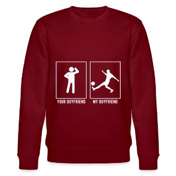 Dein Freund - Mein Freund - Fußballspieler - Stanley/Stella Unisex Bio-Sweatshirt CHANGER  - Burgunderrot - Vorne - Nik (191cm) & Marisol (170cm)