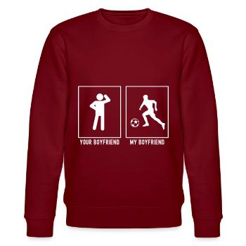 Dein Freund - Mein Freund - Fußballspieler Links - Stanley/Stella Unisex Bio-Sweatshirt CHANGER  - Burgunderrot - Vorne - Nik (191cm) & Marisol (170cm)