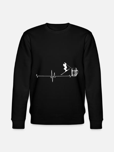 Heartbeat - Beer - Skiing - (3) - Stanley/Stella CHANGER Unisex Organic Sweatshirt - black