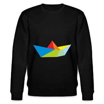 Origami Traumschiff Schiff Schifffahrt Geschenk - Stanley/Stella Unisex Bio-Sweatshirt CHANGER  - Schwarz - Vorne - Nik (191cm) & Marisol (170cm)