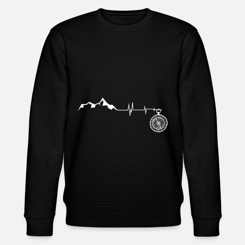 Heartbeat - Compass - Mountain - (6) - Stanley/Stella CHANGER Unisex Organic Sweatshirt - black