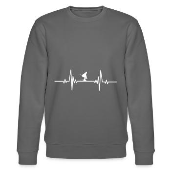 Herzschlag Skifahren alpin - Stanley/Stella Unisex Bio-Sweatshirt CHANGER  - Burgunderrot - Vorne - Nik (191cm) & Marisol (170cm)
