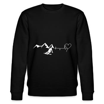 Herz - Herzschlag - Berg - Skifahren - Stanley/Stella Unisex Bio-Sweatshirt CHANGER  - Schwarz - Vorne - Nik (191cm) & Marisol (170cm)