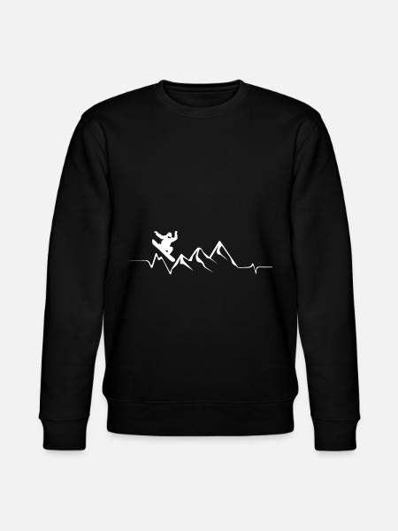 Mountain - Heartbeat - Snowboarding - (2) - Stanley/Stella CHANGER Unisex Organic Sweatshirt - black