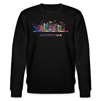 Jacksonvillians Skyline Jacksonville - Stanley/Stella Unisex Bio-Sweatshirt CHANGER  - Schwarz - Vorne - Nik (191cm) & Marisol (170cm)