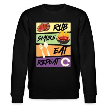 Grillmeister RUB SMOKE EAT REPEAT Mangeur de viande - Sweat bio CHANGER Stanley/Stella Unisexe - noir - Devant - Nik (191cm) & Marisol (170cm)