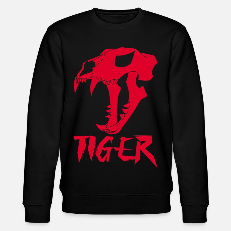 Roter Tiger-Schädel - Stanley/Stella Unisex Bio-Sweatshirt CHANGER  - Schwarz