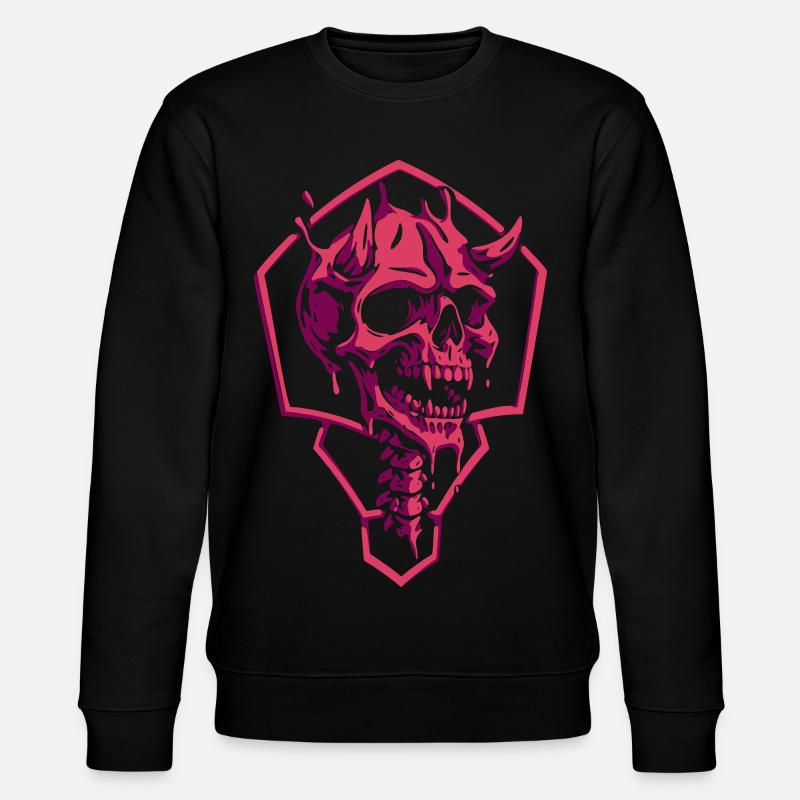 Geometrischer rosa Schädel - Stanley/Stella Unisex Bio-Sweatshirt CHANGER  - Schwarz