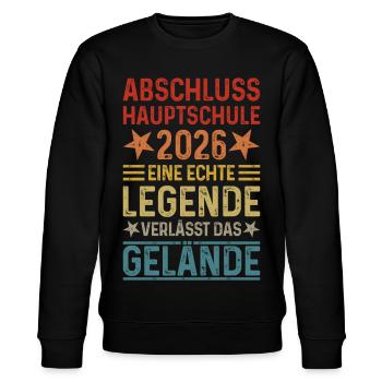 Abschluss 2026 Hauptschule Hauptschulabschluss - Stanley/Stella Unisex Bio-Sweatshirt CHANGER  - Schwarz - Vorne - Nik (191cm) & Marisol (170cm)