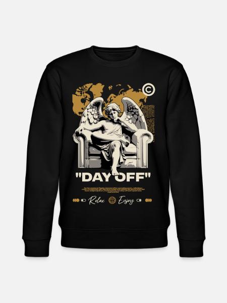 Day Off Angel on Throne - Stanley/Stella CHANGER Unisex Organic Sweatshirt - black