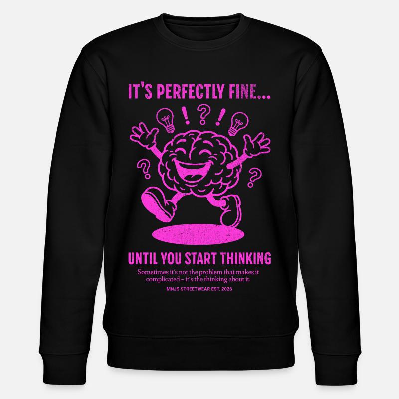 Neon Brain Thinking Joke - Stanley/Stella CHANGER Unisex Organic Sweatshirt - black