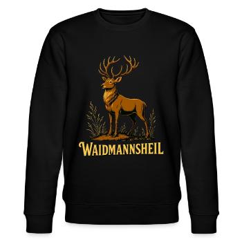 Waidmannsheil Hirsch Jäger - Stanley/Stella Unisex Bio-Sweatshirt CHANGER  - Schwarz - Vorne - Nik (191cm) & Marisol (170cm)