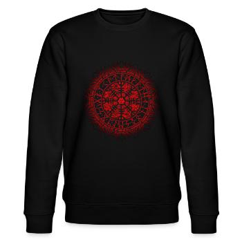 Wikinger Vegvisir mit Wikingergebet Rot - Stanley/Stella Unisex Bio-Sweatshirt CHANGER  - Schwarz - Vorne - Nik (191cm) & Marisol (170cm)
