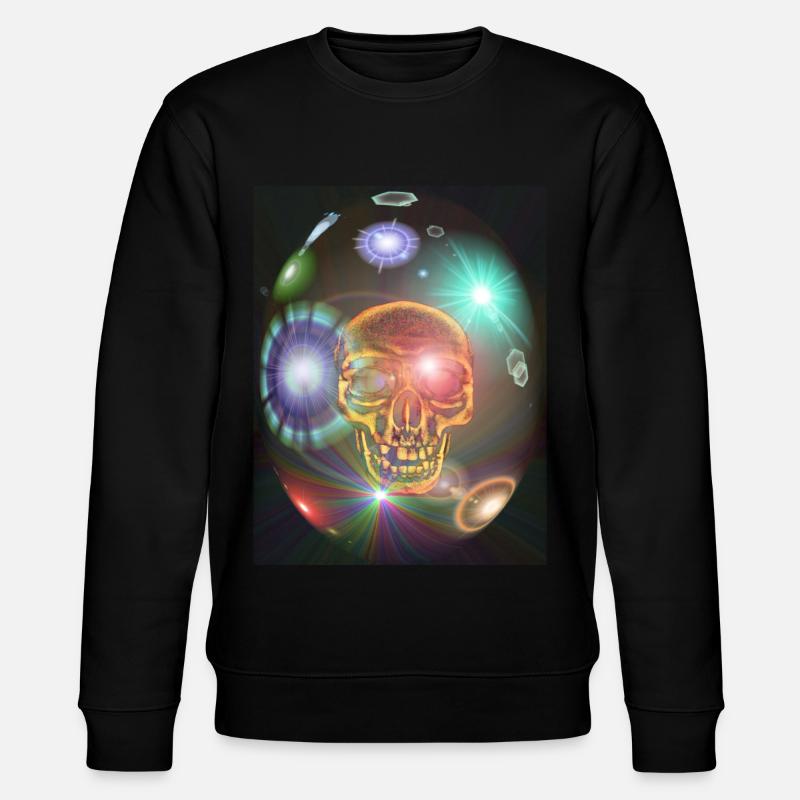 Kosmos Ei mit Totenkopf - Stanley/Stella Unisex Bio-Sweatshirt CHANGER  - Schwarz