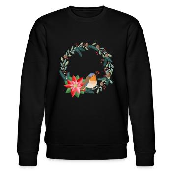 Weihnachtskranz personalisierbar mit deinem Text - Stanley/Stella Unisex Bio-Sweatshirt CHANGER  - Schwarz - Vorne - Nik (191cm) & Marisol (170cm)