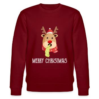 Ugly Christmas reindeer - Stanley/Stella Unisex Bio-Sweatshirt CHANGER  - Burgunderrot - Vorne - Nik (191cm) & Marisol (170cm)