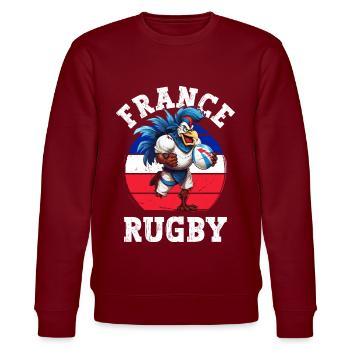 Coq Rugby Joueur de Ballon Fan - Sweat bio CHANGER Stanley/Stella Unisexe - bordeaux - Devant - Nik (191cm) & Marisol (170cm)
