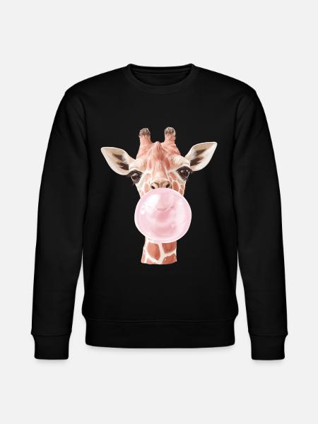 Funny Giraffe Bubble Gum - Stanley/Stella CHANGER Unisex Organic Sweatshirt - black