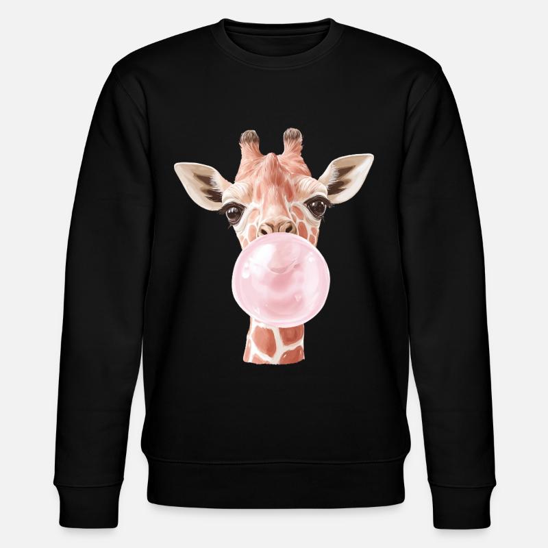 Lustige Giraffe Kaugummi Blase - Stanley/Stella Unisex Bio-Sweatshirt CHANGER  - Schwarz