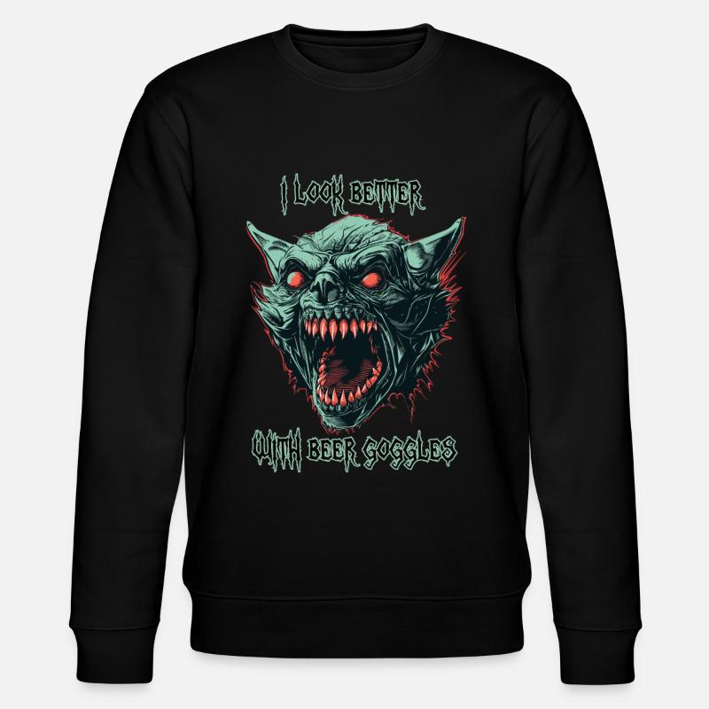 Dämonen-Ghul-Bierbrille - Stanley/Stella Unisex Bio-Sweatshirt CHANGER  - Schwarz
