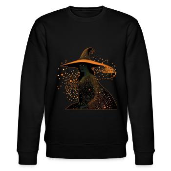 Hexen-Silhouettenprofil mit orangefarbener Umrandung, - Stanley/Stella Unisex Bio-Sweatshirt CHANGER  - Schwarz - Vorne - Nik (191cm) & Marisol (170cm)