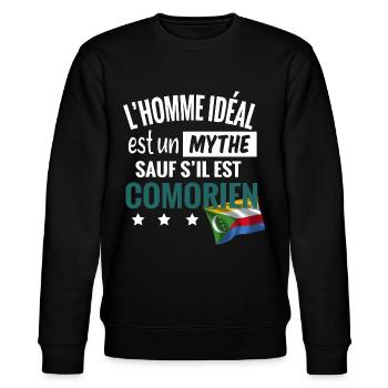 L'homme idéal comorien. Comorien humour cadeau - Sweat bio CHANGER Stanley/Stella Unisexe - noir - Devant - Nik (191cm) & Marisol (170cm)