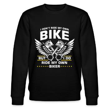 Biker Ride my own biker saying - Stanley/Stella CHANGER Unisex Organic Sweatshirt - black - Front - Nik (191cm) & Marisol (170cm)