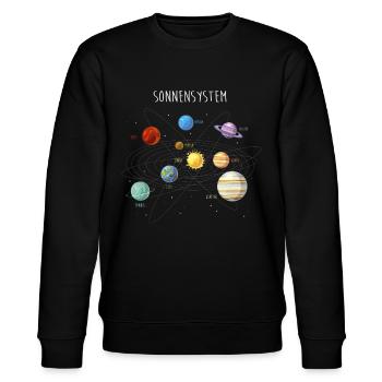 Sonnensystem mit allen Planeten, Umlaufbahnen - Stanley/Stella Unisex Bio-Sweatshirt CHANGER  - Schwarz - Vorne - Nik (191cm) & Marisol (170cm)