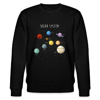 Sonnensystem mit allen Planeten, Umlaufbahnen - Stanley/Stella Unisex Bio-Sweatshirt CHANGER  - Schwarz - Vorne - Nik (191cm) & Marisol (170cm)